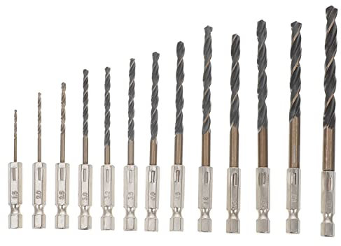 Angoily Ensemble de 13 Forets 3/16-6 5 Mm pour Visseuse à Percussion Forets Hexagonaux pour Acier Métal Fer