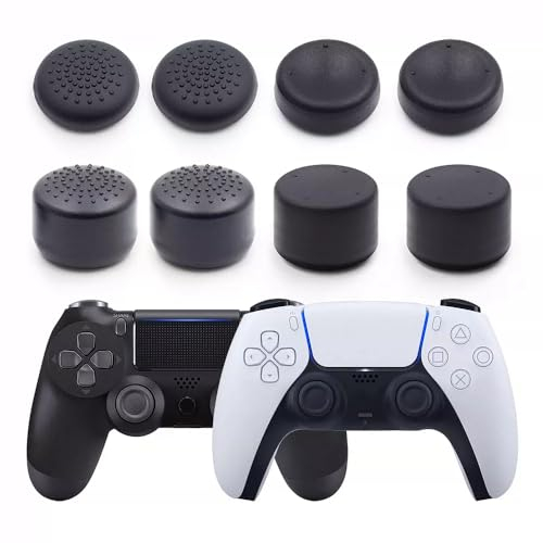 Smalala CQC & FPS Daumengriffe, Joystick-Kappen, Analog-Stick-Griffe für Playstation 5 (PS5), Playstation 4 (PS4), Nintendo Switch Pro, Xbox One und Xbox Series X Controller, Schwarz, 4 Paar (8 Stück)