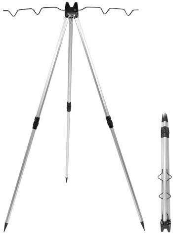 QWORK® Tripod Ruten-Ständer für 4 Ruten, Angelrutenständer Verstellbar 70-105 cm - Aluminiumlegierung