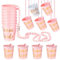 OBYJCA 16 PCS Hen Party Shot Glasses, Hen Plastic Cups Party Do Shot Glass Necklace Glasses Necklace Re-Usable for Wedding Bridal Shower Bachelorette Accessories (Pink)