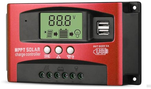 200A MPPT Solar Charge Controller 12V 24V, MPPT Solar Charge Controller with LCD Display, with Dual USB, Battery Intelligent Controller Max 200A for Lead-Acid/Lithium (200A)