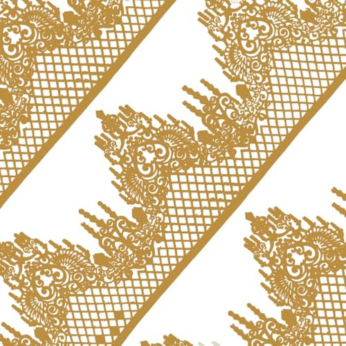 10tlg Große gebrauchsfertige Spitze essbar Tortenband Spitzendekor Muschel Gitterrand gold