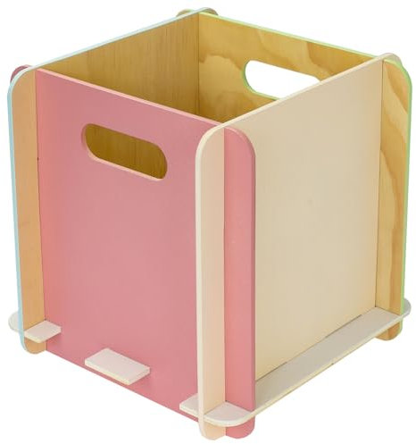 HMF Aufbewahrungsbox aus Holz zum Zusammenstecken | passend für Bücherregale | 25 x 25 x 25 cm | Mehrfarbig
