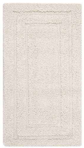 SAFAVIEH Shag Rug for Living Room, Dining Room, Bedroom - Florida Shag Collection, High Pile, in Creme and Creme, 68 x 152 cm