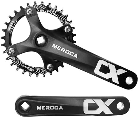 ZUDKSUY Mountain Bike Single Speed Crankset, 170mm Aluminium Alloy Cranksets Bicycle Crank Set with 104 BCD 32T Round/Oval Chainring MTB Square Taper Crankset Replacement for Shimano SRAM FSA