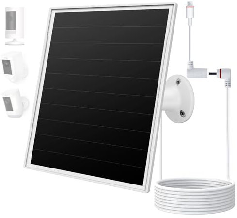 8W Solar Panel for Ring Camera, Solar Charger with DC35*135 Port and 3M/9.8FT Cable (Barrel Plug to USB-C Adapter), Fits Ring Stick Up Cam Battery, Spotlight Plus/Pro with Fast Charging Capability