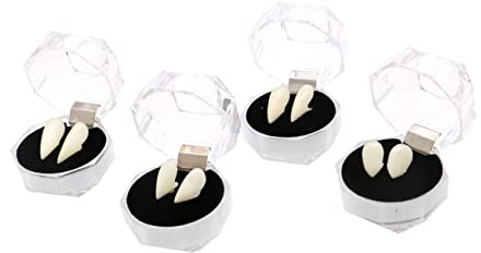 BCOATH Vampire Fangs Cosplay Props 4 Boxes of Dentures Fangs for Halloween Costume Party 13mm 15mm 17mm 19mm Sizes
