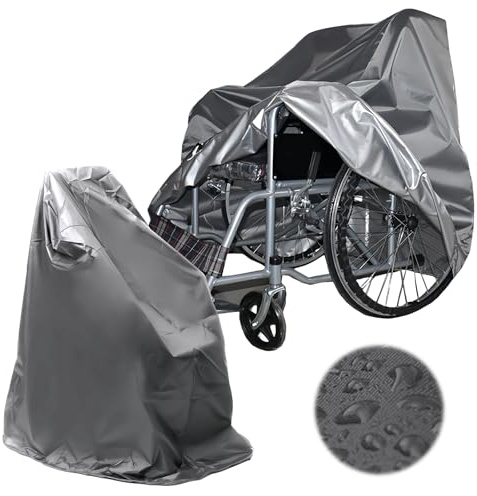WIYETY Housse de protection imperméable pour fauteuil roulant, protection solaire, anti-pluie, pour fauteuil roulant, tissu Oxford, gris, 115 x 65 x 120 cm