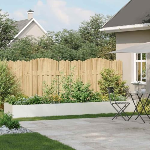 IKAYAA Jardinera Elevada Exterior 360 x 80 x 40 cm Jardinera Rectangular Metal Macetas Exterior Macetas Rectangular Balcón Terraza Acero/Blanco