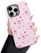 DEFBSC Case for iPhone 16 Pro Max, Cute Pink Bow Heart Ribbon Print Aesthetic Trendy Pattern for Women Girls Slim Durable Bumper Shockproof Hybrid Hard Back Phone Cover, Cat/Glossy