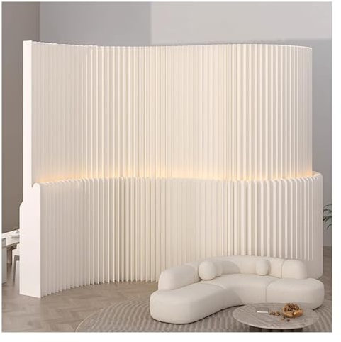 JCWGLY Raumteiler Klappbarer Sichtschutz Raumteiler Mit LED-Lichtleiste, Tragbare Wandtrennwand Zur Raumtrennung, Raumtrenner Für Wohnzimmer, Schlafzimmer, Büro(400~500cmx240cm)