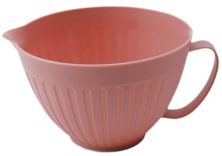 LeeQinersw Space Efficient Mixing Bowl with Long Handle for Cooking and Baking, Pink