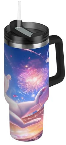 Niigeu Funny Football Soccer Cat Bottiglia Acqua Acciaio Inox, Isolato Borraccia Termica Senza BPA per Bevande Calde e Fredde per Bambini Sport Ciclismo Scuola