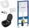 Belvit Set WC da parete senza bordi, nero opaco, con Taharet Bidet, sedile Softclose e Geberit UP100, elemento in ceramica