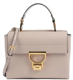 Coccinelle Leder Umhängetasche Abendtasche Arlettis Handbag Grainy Leather Rosette taupe