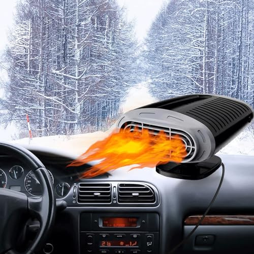 Chuankefanxing Auto Heizung, 12V 150W Heizlüfter für Auto, Tragbare Autoheizung Heizlüfter mit Zigarettenanzünder-Stecker, 2 in 1 Heizung Kühlung Auto Fenster Defroster Demister mit 180° Drehbarer