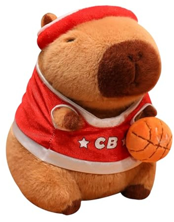 Generisch Capybara Kuscheltier, 23cm Capybara Plüschtier, Süße Plüsch Puppe In Rot Basketball Uniform, Für Kinder Erwachsene Basketballbegeisterte