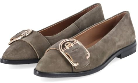 Copenhagen Shoes CS8921-099 Army Damen Klassische Ballerinas Rauleder in Gruen - Gr. 40