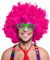 280g XXL AFRO PERÜCKE Lockenkopf WIG Black Afroperücke Lockenperücke Fasching Karneval schwarz, weiß, blond, rot, türkis, grün, pink (Pink)