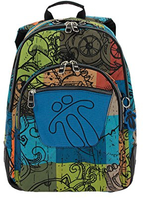 TOTTO - Mochila Escolar, Modelo Crayola, Capacidad 19,59 litros, Bolsillo para Alimentos, Espaldar Ergonómico con Flujo de Aire, Correas en S para Mayor Comodidad, Resistente, Estampado Multicolor