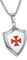 LE BAGACIER - Pendentif Collier Homme Templier Blason Bouclier Croix Pattée Rouge Acier Argenté Ordre du Temple