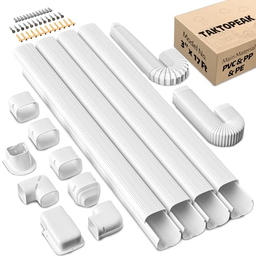TAKTOPEAK Kit de couverture de ligne décorative en PVC de 7,6 cm et 5,2 m pour climatiseurs sans conduit, climatisation centrale et systèmes de pompe à chaleur