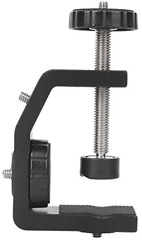Desktop Bracket, Large Aluminium Alloy Black C Clamp Mount Holder for Flashlight Camera Tripod Photography
