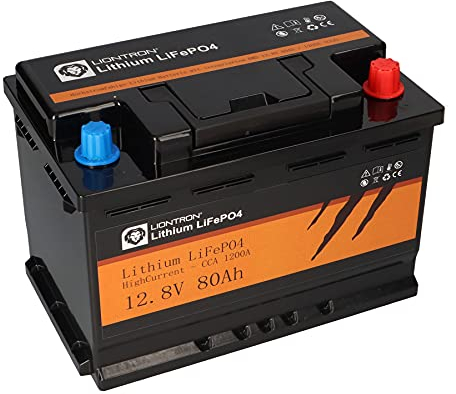 LIONTRON LiFePO4 12,8 V 80 Ah HighCurrent 1200 A CCA pour BMS, LTLIFE1280S Noir/Orange 300 Ah