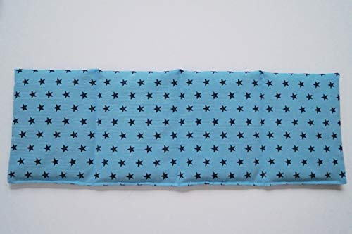 Körnerkissen Weizen 4-Kammern 50cmx17cm Feincord hellblau/blaue Sterne