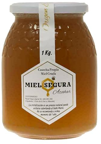 Miele Segura Fiori d'arancio 1Kg Raccolto Proprio | Miele Crudo 100% Naturale Non Pastorizzato | Ricco di Polline ed Enzimi | Origine Spagna | Prodotto Artigianale Multifunzionale