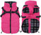 MOREZI Winterhundejacke, wasserdichte Außenschicht, Fleecefutter, Rückenreißverschluss-Design, mit reflektierenden Streifen und Riemen, geeignet für kleine und mittelgroße Hunde-Pink-XL