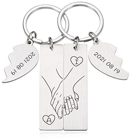 Lot de 2 porte-clés personnalisable pour homme et femme, cadeau de couple pour la Saint Valentin, Noël, Style 4