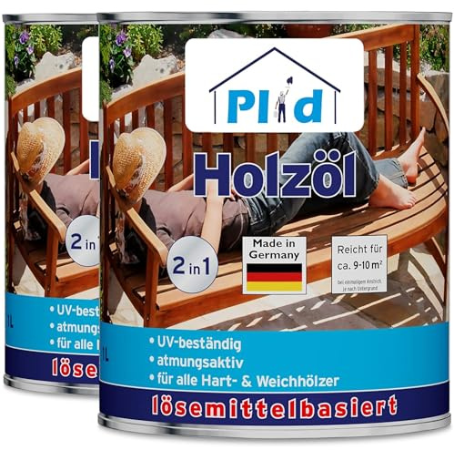 Plid Teaköl 2L – Holzöl Außen für Gartenmöbel | Holzschutzöl, Imprägnieröl | Hart- & Weichholz | UV-beständig | Betont die Holzmaserung | ca. 20m² | Made in Germany
