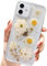 AMART für iPhone 12/ iPhone 12 Pro Hülle Blumen, Durchsichtig Echte Getrocknete Blume HandyHülle Klar Glitzer Weich Silikon Frauen Mädchen Schutzhülle für iPhone 12/12 Pro(6,1NUR)(Goldene Blume)