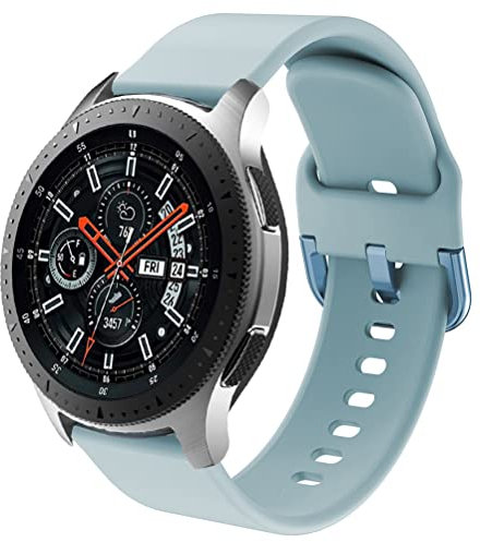 DEALELE Cinturino Compatibile Con Samsung Gear S3 Frontier/Classic/Galaxy Watch 46mm/Galaxy 3 45mm, Huawei Watch 3/3 Pro/GT3/GT2 - 22mm Silicone, Azzurro