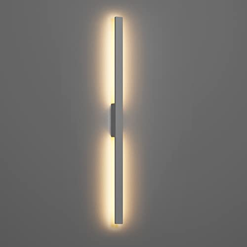 Klighten Lange Wandleuchte LED Aussen Innen 32W 2000LM, Außenwandleuchten Wasserdicht IP65 Aussenlampe Wandlampe für Garten Terrasse Eingang Villa, 124cm, Warmweiß 3000K, Dunkelgrau