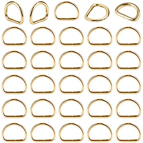 30 Stück D-Ringe Halbringe Karabiner Ring Golden D-Ringe D-Form Schnallen-Clips Taschenzubehör für Taschen Gürtel Rucksack Gürtelschnallen Handtaschen Bastelzubehör