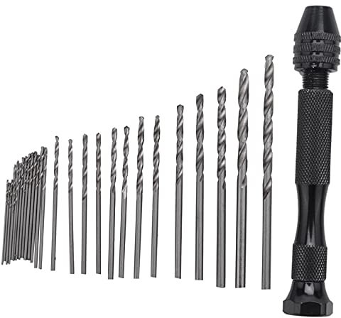 Lodokdre de de mano de 31 piezas de taladro de mano con tornillo de Mini giratorias para metálica, delicado trabajo manual, montaje electrónico y fabricación de modelos, perforación de bricolaje