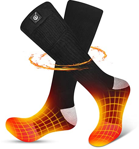 Upgraded Rechargeable Electric Heated Socks,7.4V 2200mAh Battery Powered Cold Weather Heat Socks for Men Women,Outdoor Riding Camping Hiking Motorcycle Skiing Warm Winter Socks （L