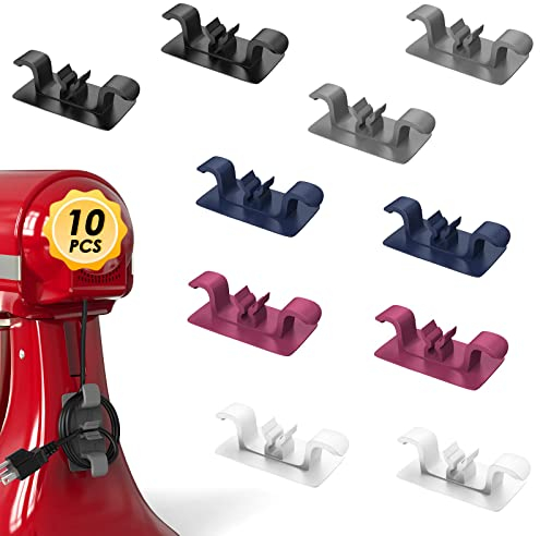WEKIWGOT Kabel Organizer für Geräte, 10 Stück Verbesserte Kabelaufwickler Selbstklebend für Küchengeräte, Netzkabelhalter auf Mixer, Kaffeemaschine, Schnellkochtopf und Luftfritteuse