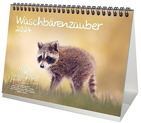 Waschbärenzauber DIN A5 Tischkalender für 2024 Waschbären - Seelenzauber