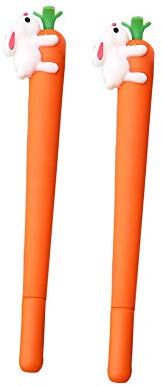 Gel Pen Gel Ink Pen Plastic Roller Ball Pen Novelty Cute Rabbit Eat Carrot Stationery Kawaii School Suplies Black Gel Pens 2pcs