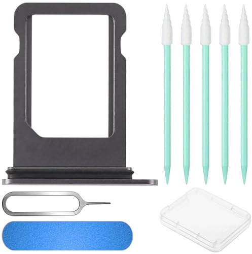 ZHUROUPU Single Sim Card Tray Slot Holder Replacement with Waterproof Rubber Ring, Sim Card Tray Open Eject Pin for iPhone 11 Pro (5.8) / 11 Pro MAX (6.5)(Space Gray)