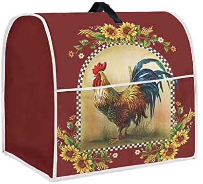 Upetstory Chicken Rooster Kitchen Aid Mixer Covers for Stand Mixer 6-8 Quart Tilt Head Mixer Covers Toaster Cover Coff Maker Case Bread Machine Dust Covers with Pocjet Organzier Bag