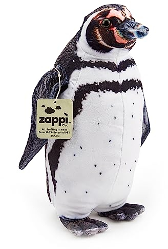 Zappi Co Kinder's Weiches Kuscheliges Plüschtier - Perfekte weiche Spielgefährten für Kinder im bedruckten Stil (30cm Höhe) (Humboldt-Pinguin)