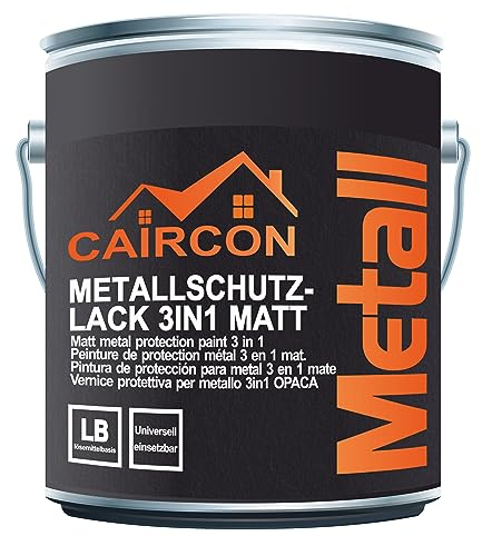 CAIRCON Peinture métal antirouille MAT - Extrême résistance extérieur pour fer, acier - Noir 5L