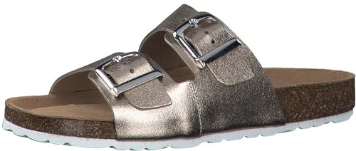 MARCO TOZZI Damen Pantoletten aus Leder Lack, Metallisch (Rose Metallic), 38 EU