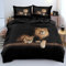 YASMENG Bettwäsche 155x220 3teilig Löwe Motiv Thema Braun Schwarz 3D Bettbezug Set Weich Komfort Mikrofaser Bettwäsche für Geschenke Zimmer Deko mit Reißverschluss und 80x80 cm Kissenbezug
