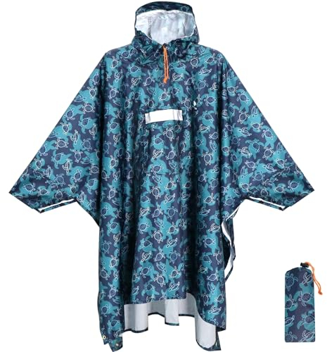 Anyoo Poncho de lluvia ligero e impermeable con mangas y aberturas para ventilación, multiusos, con capucha, manta protectora para exteriores, camping, senderismo, pesca, talla única, Talla única