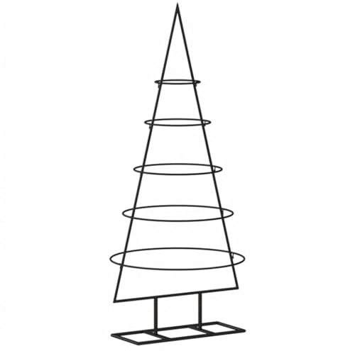 vidaXL Metall Weihnachtsbaum für Dekorationen, Christbaum mit 5 Ebenen, Platzsparend DIY Dekoration, Weihnachtsschmuck Weihnachtsdeko, Schwarz 90cm